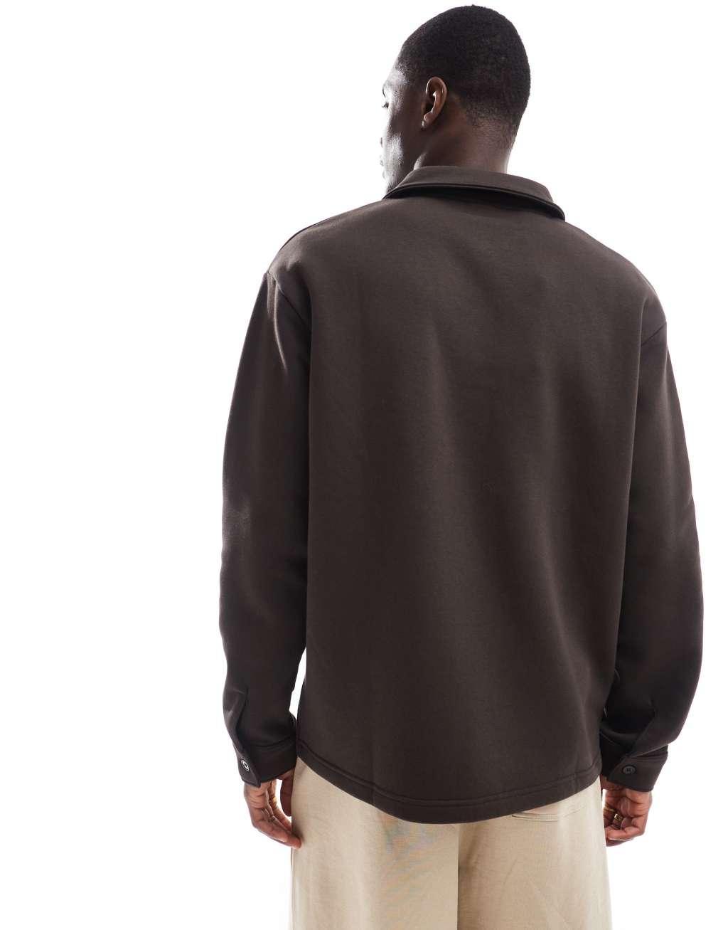 Selected Homme oversized jersey shirt in brown Product Image