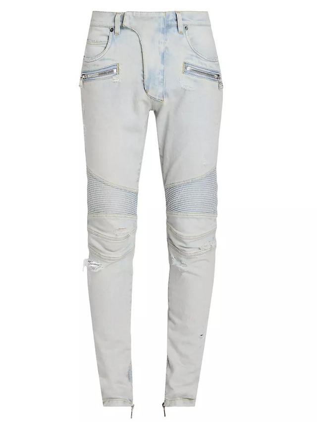 Distressed Zip Biker Jeans Product Image