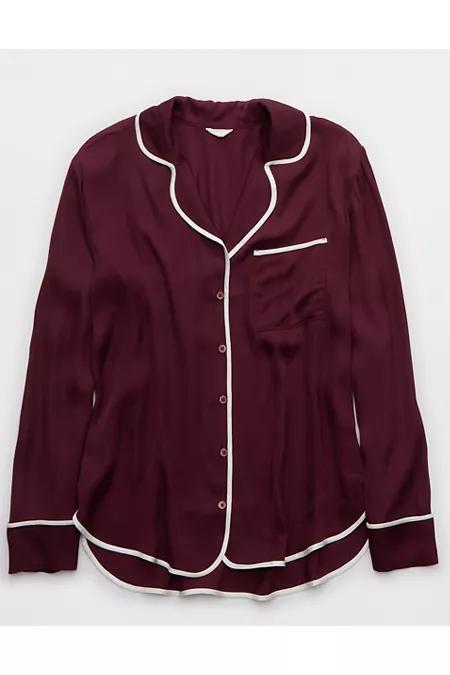 Aerie Off-Duty Satin Shirt Women's Product Image