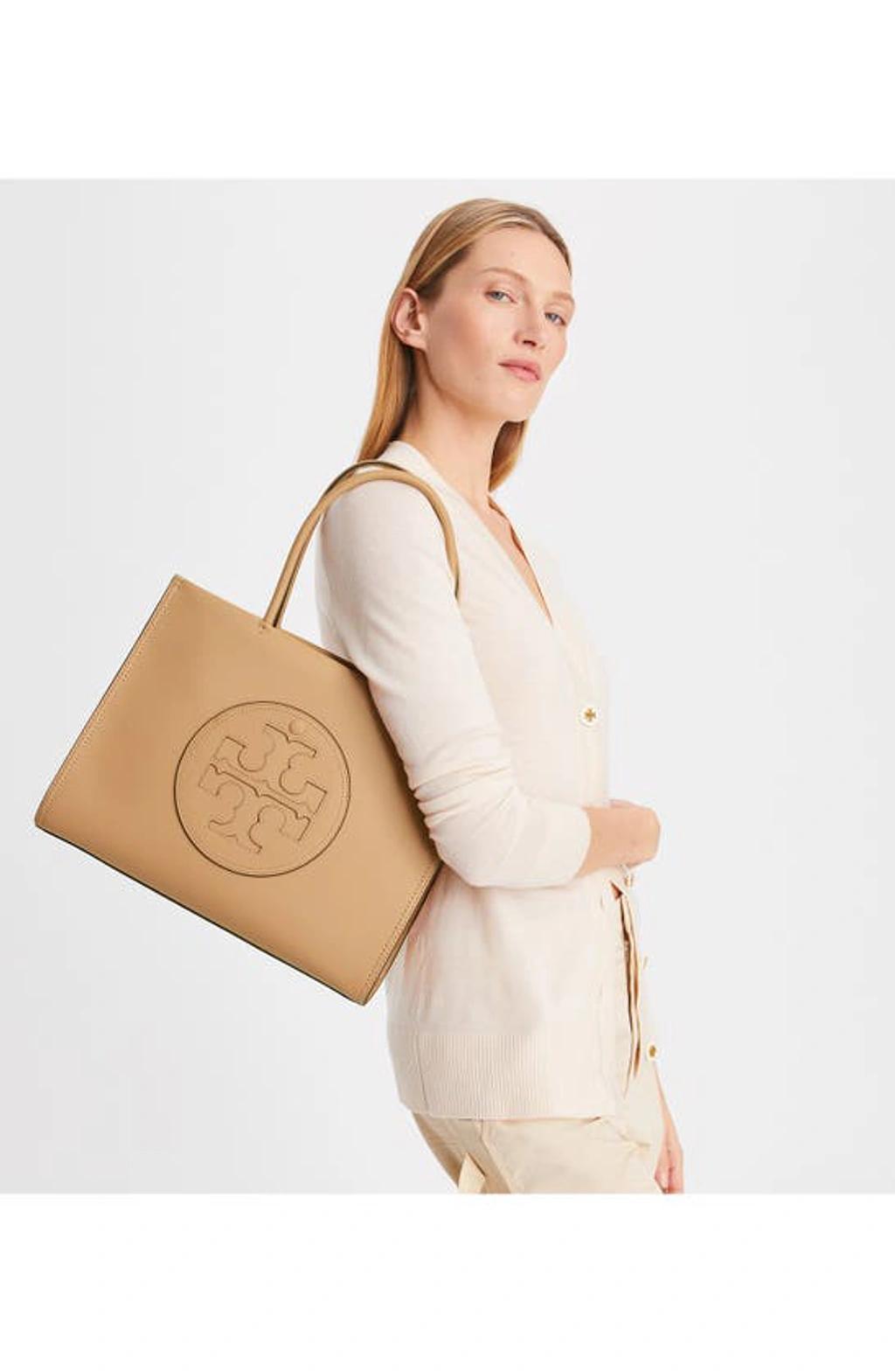 TORY BURCH Ella Bio Small Faux-leather Tote Bag In Light Sand Product Image