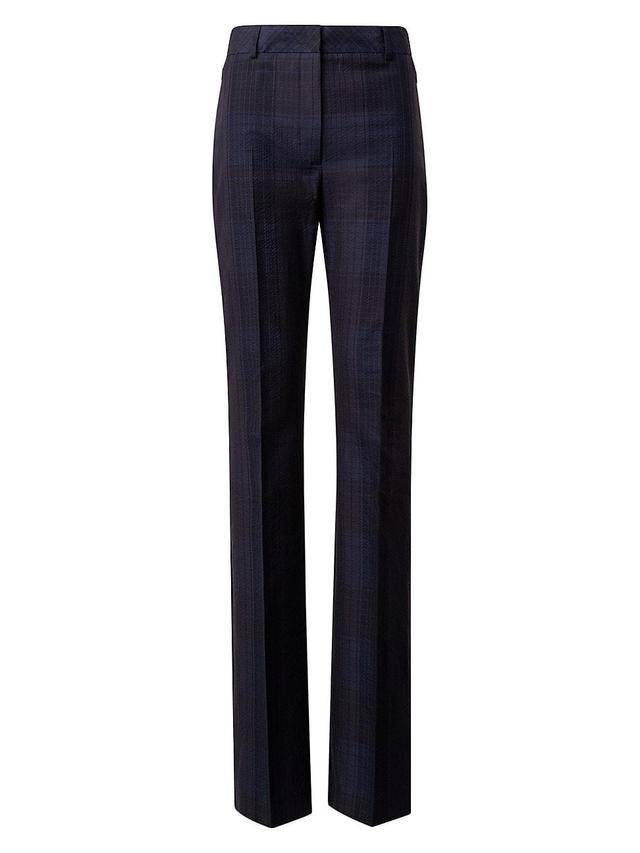 Womens Marilyn Plaid Silk-Cotton Boot-Cut Pants Product Image