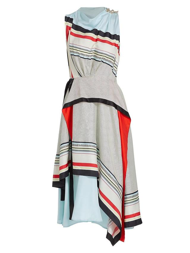 Womens Striped Silk Sleeveless Midi-Dress Product Image