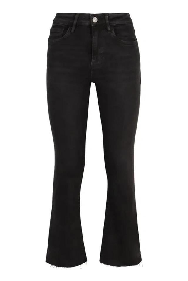 FRAME Le Crop Mini Boot Raw Fray Jeans In Black Product Image