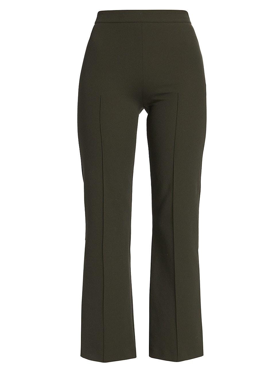 Vince Pintuck Crop Flare Cotton Blend Pants Product Image