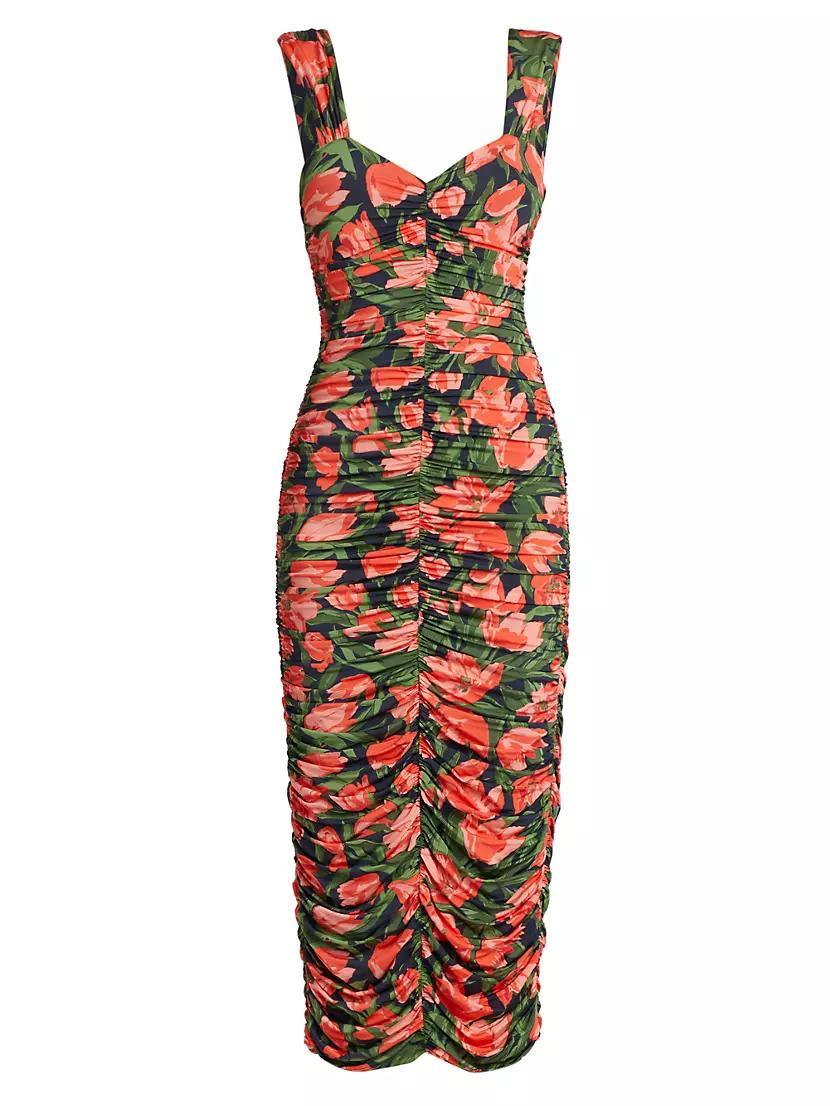 Floral Ruched Sleeveless Midi-Dress product image