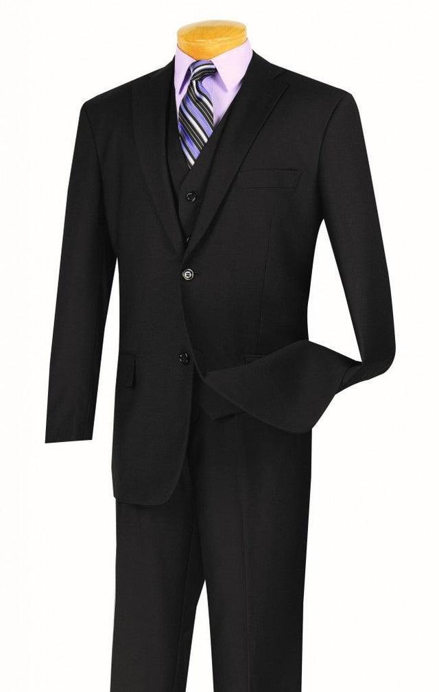 Morgan Collection - Regular Fit 3 Piece Suit 2 Button Black Product Image