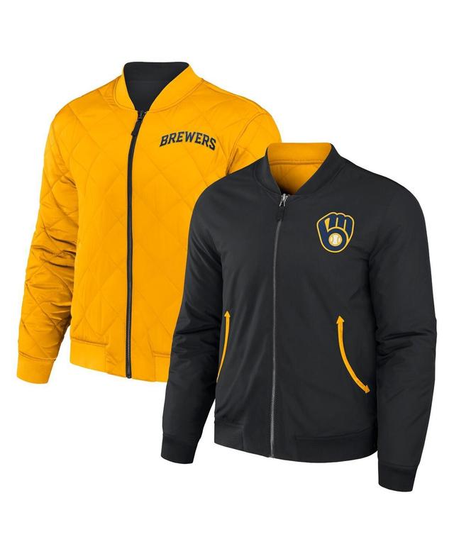 Mens Darius Rucker Collection by Fanatics Black Milwaukee Brewers Reversible Full-Zip Bomber Jacket - Black Product Image