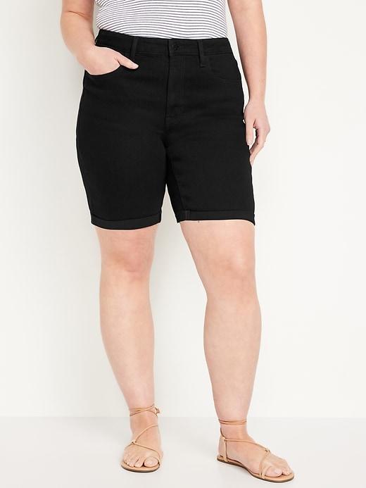 High-Waisted Wow Jean Shorts -- 9-inch inseam Product Image