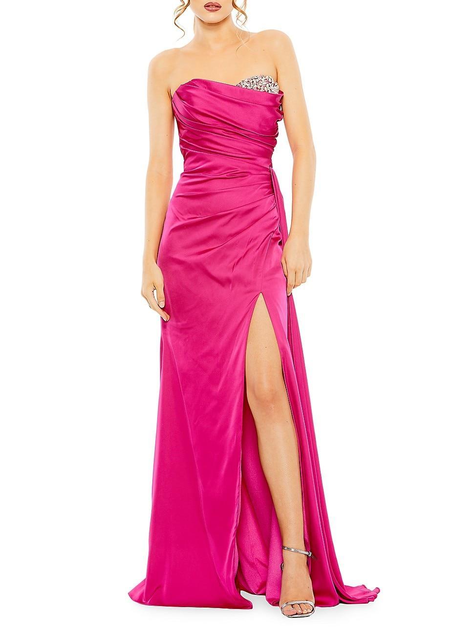 Womens Satin Embellished Sweetheart Gown Product Image