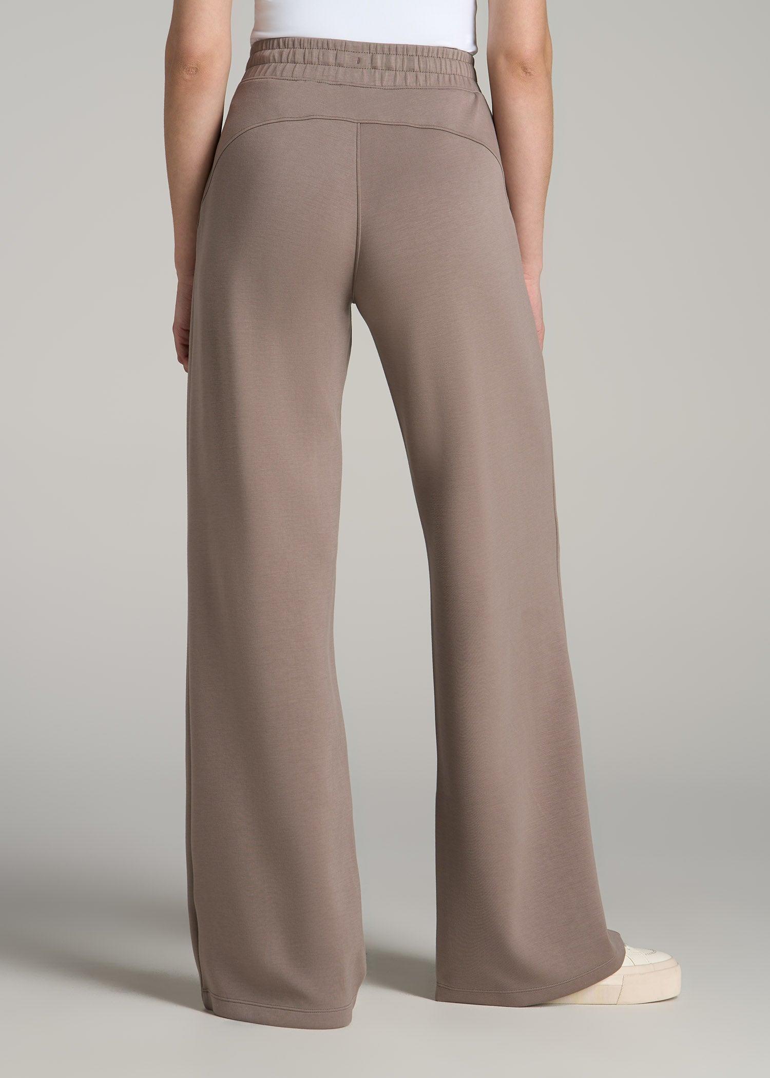 Pull-On Tie Waist Wide Leg Pants for Tall Women in Portobello Product Image