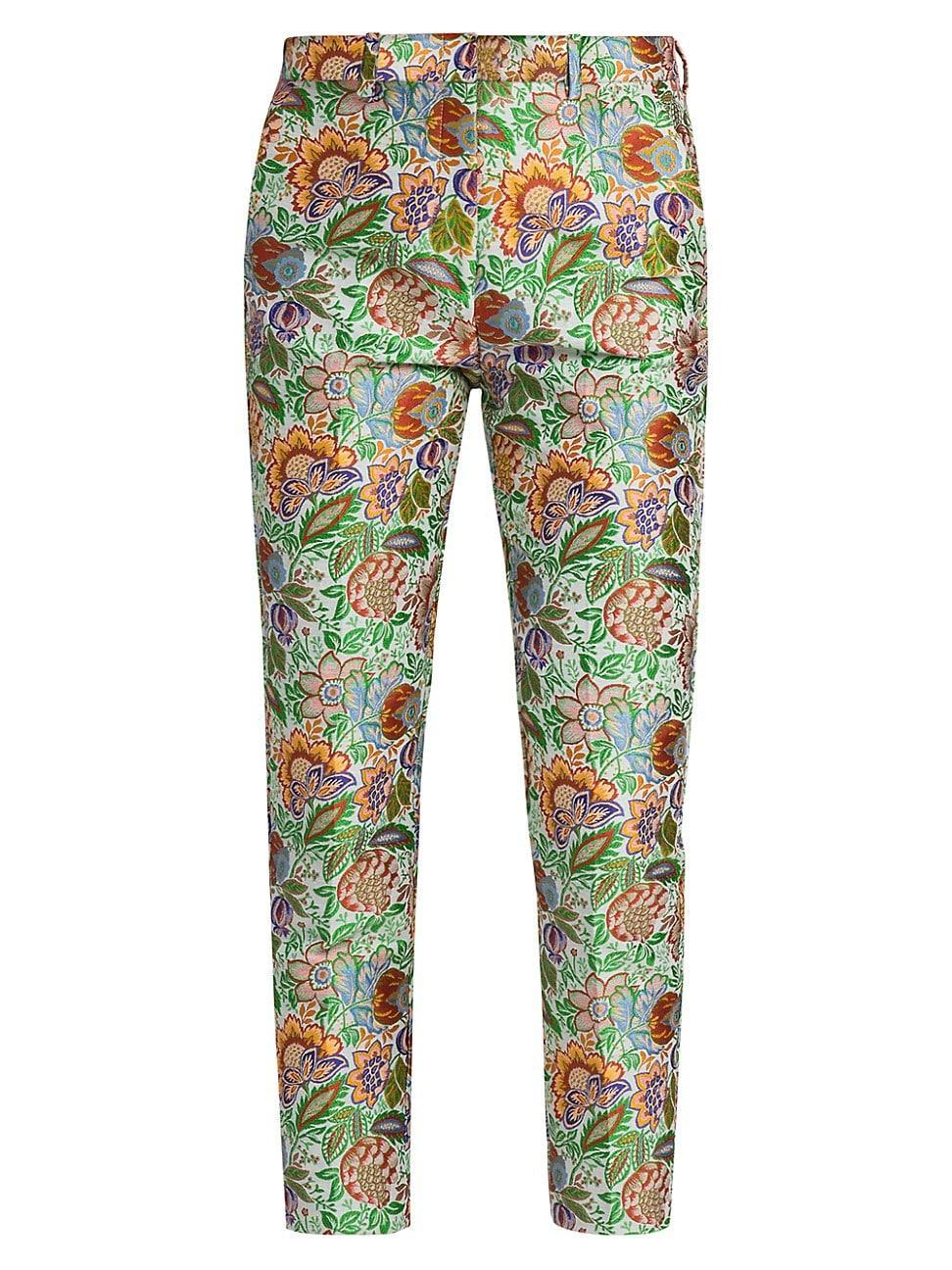 Etro Floral Jacquard Crop Cigarette Trousers Product Image