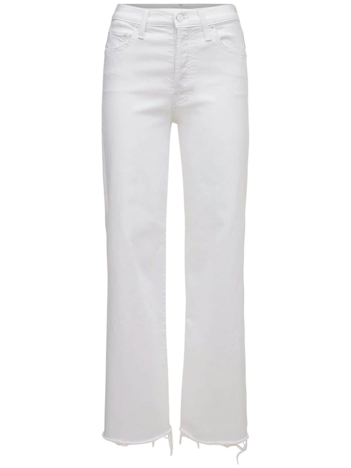 MOTHER The Tomcat Roller Fray Wide-leg Jeans In White Product Image