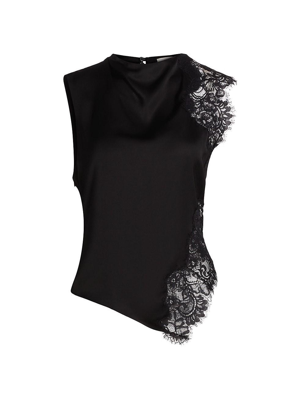 Womens Gracie Lace-Trim Satin Sleeveless Blouse Product Image