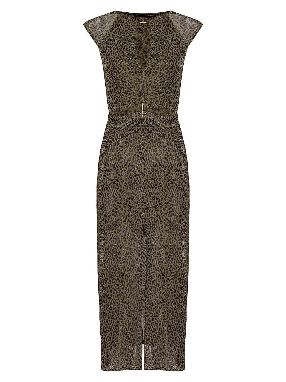 Womens Rosewood Tori Leopard Mesh Midi-Dress Product Image