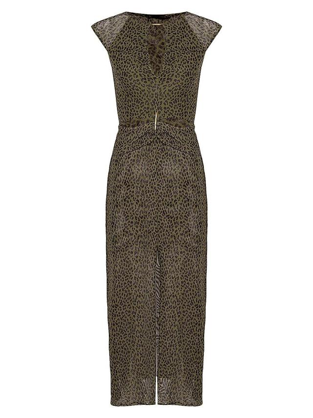 Womens Rosewood Tori Leopard Mesh Midi-Dress Product Image