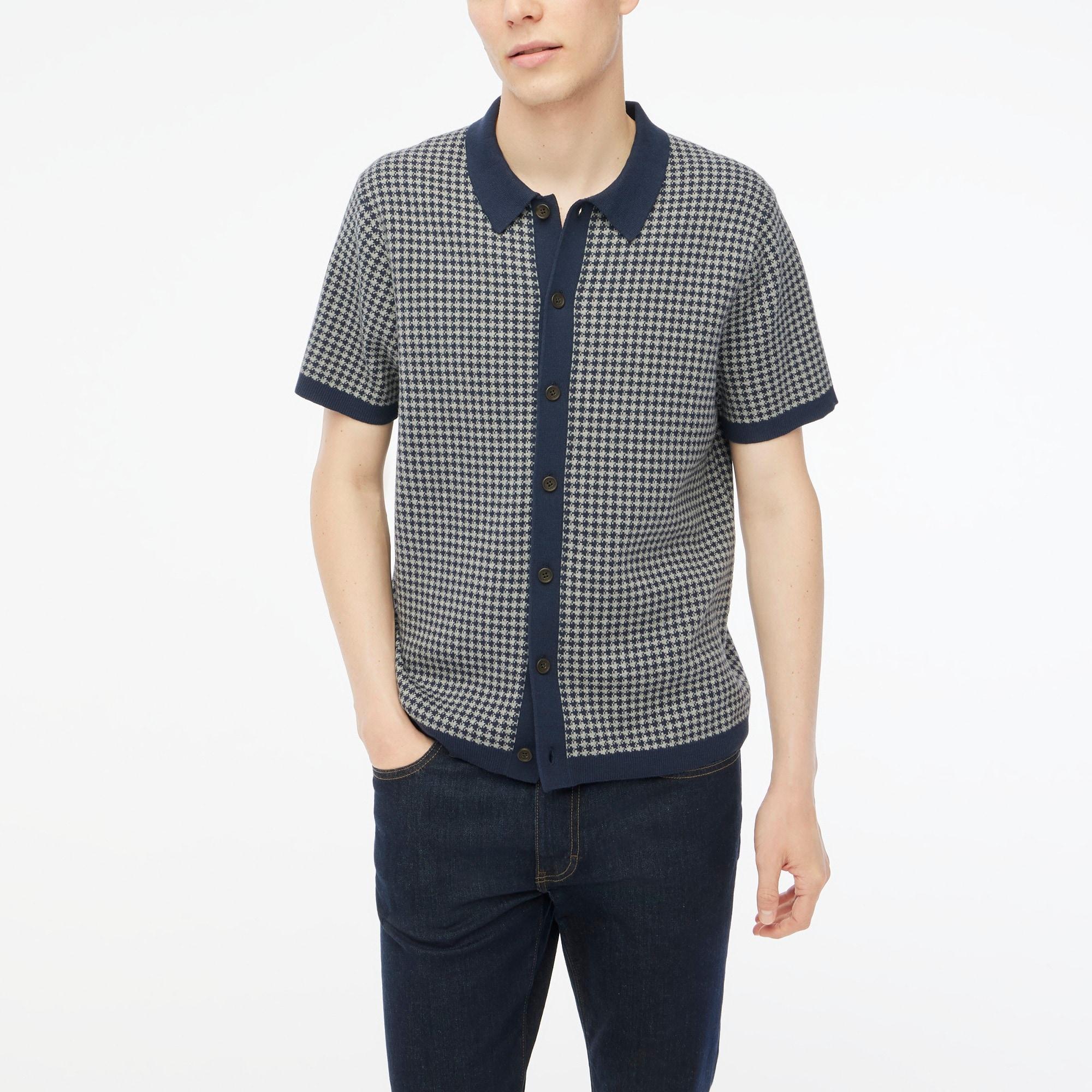 Houndstooth button-front sweater-polo Product Image