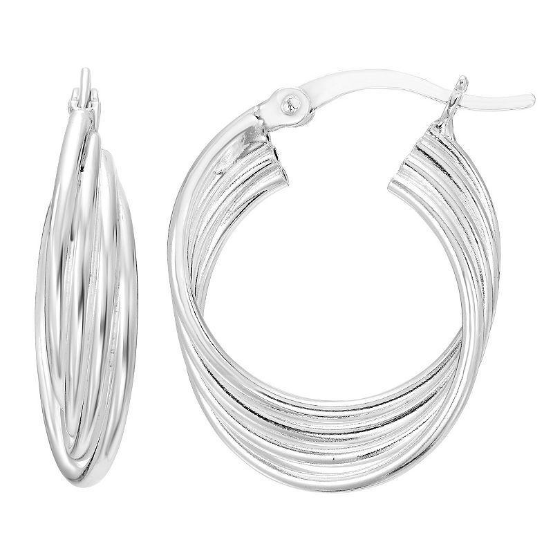 A&M Sterling Silver Multi Layered Hoop Earrings, Womens Product Image