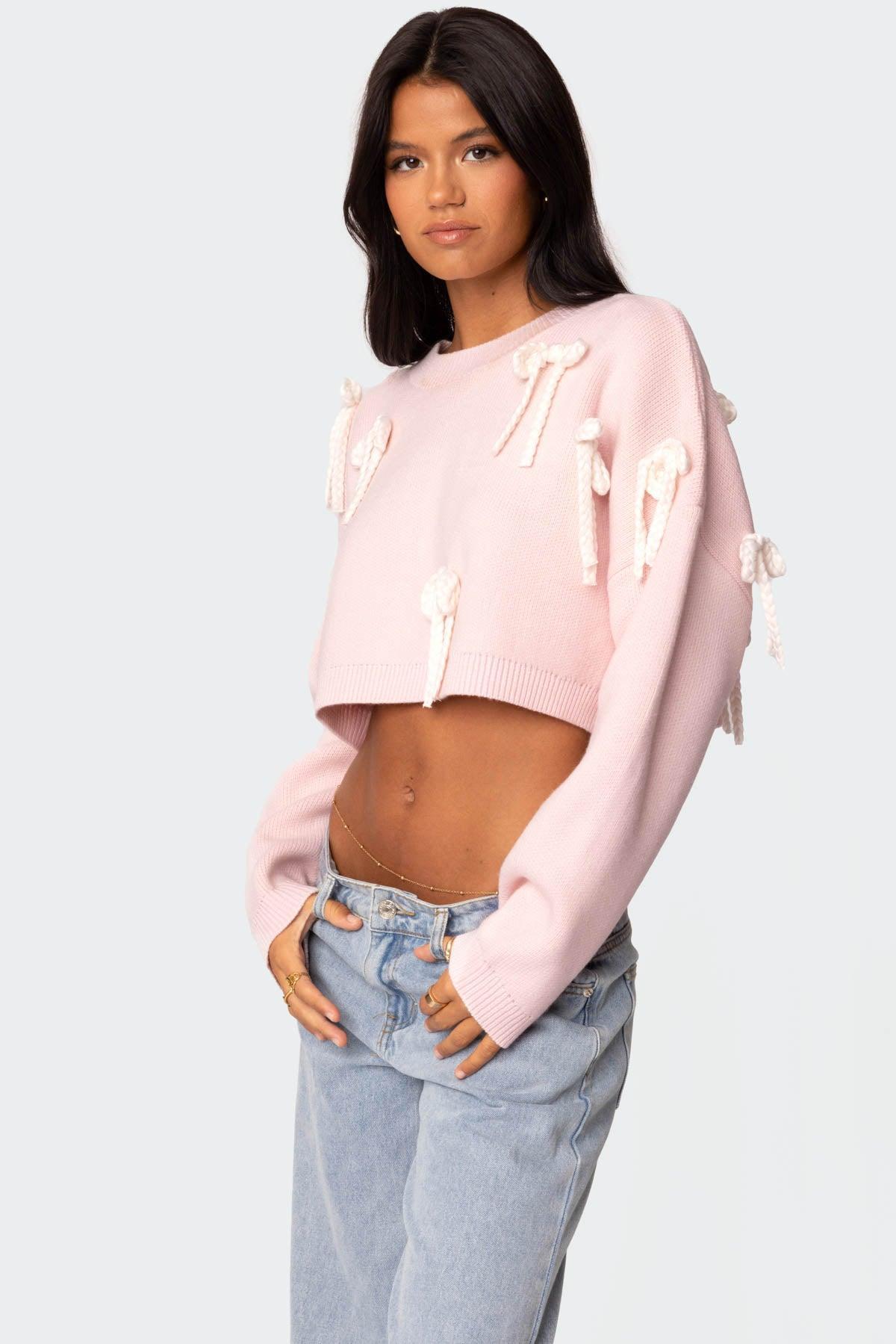 Chunky Bow Cropped Sweater Product Image