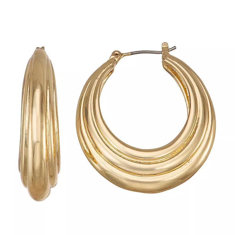 Napier Gold Tone Oval Hoop Earrings, Womens Product Image