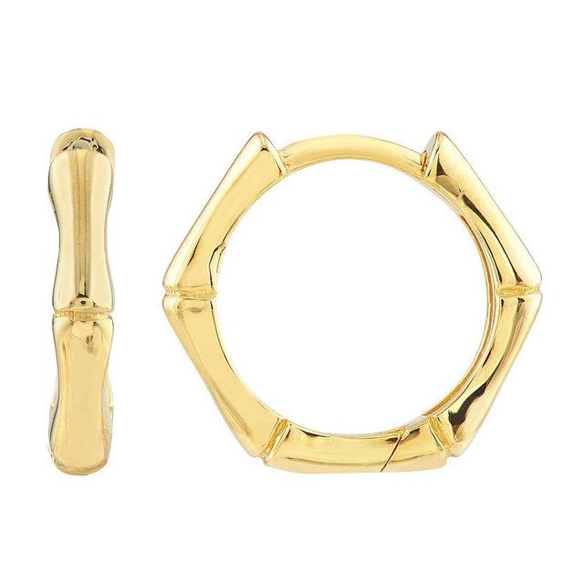 14k Gold 12.5 mm Bamboo Huggie Hoop Earrings, Womens Product Image