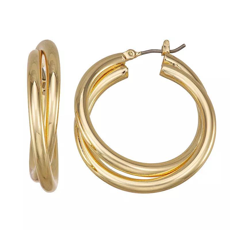 Napier Gold Tone Something Special Spider Hoop Earrings, Womens Product Image