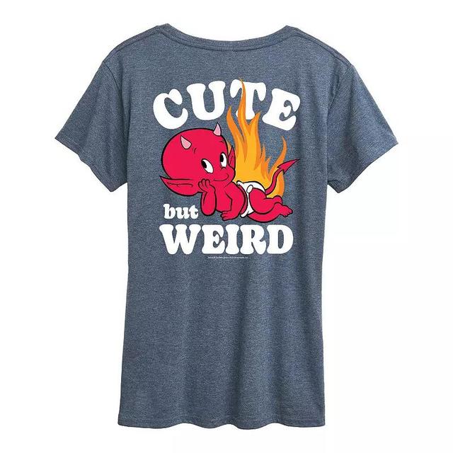 Womens Hot Stuff Cute But Weird Graphic Tee, Girls Grey Royal Blue Product Image