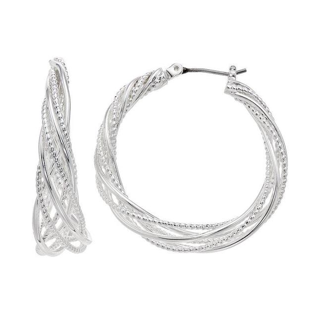 Napier Braided Hoop Earrings, Womens, Silver Tone Product Image