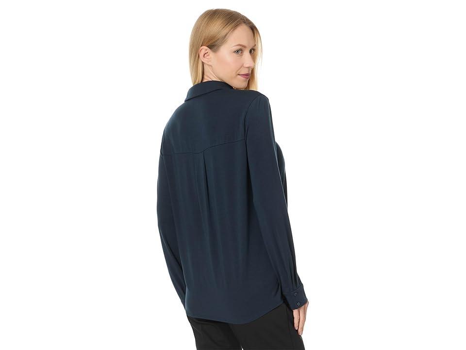 Eileen Fisher Classic Collar Slim Shirt (Deep Adriatic) Women's Clothing Product Image