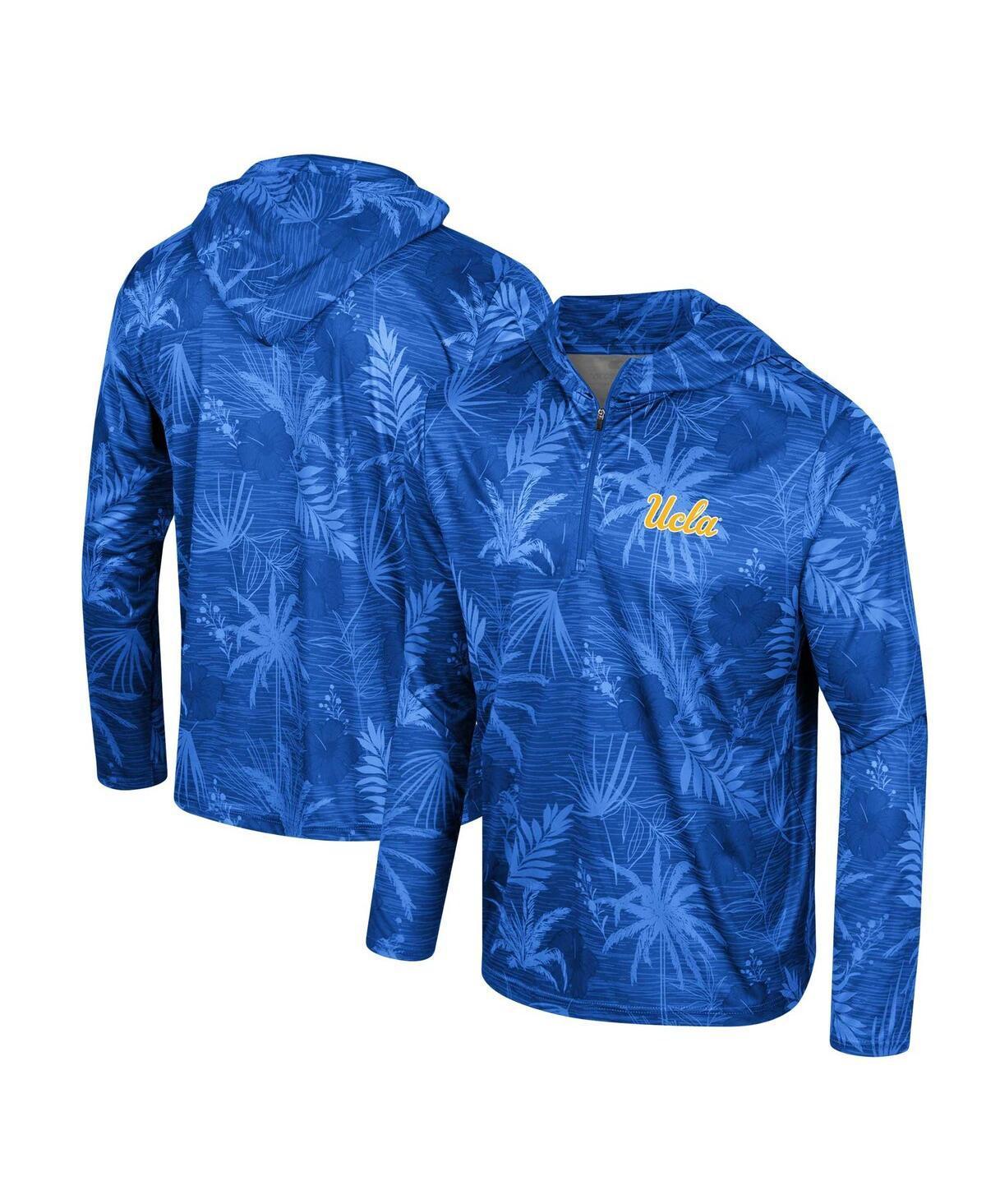 Colosseum Mens Blue Ucla Bruins Palms Printed Lightweight Quarter-Zip Hooded Top Product Image