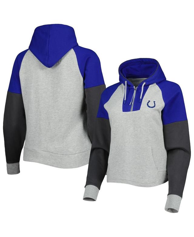 Womens Antigua Heathered Gray Indianapolis Colts Jackpot Raglan Half-Zip Pullover Hoodie - Heathered Gray Product Image