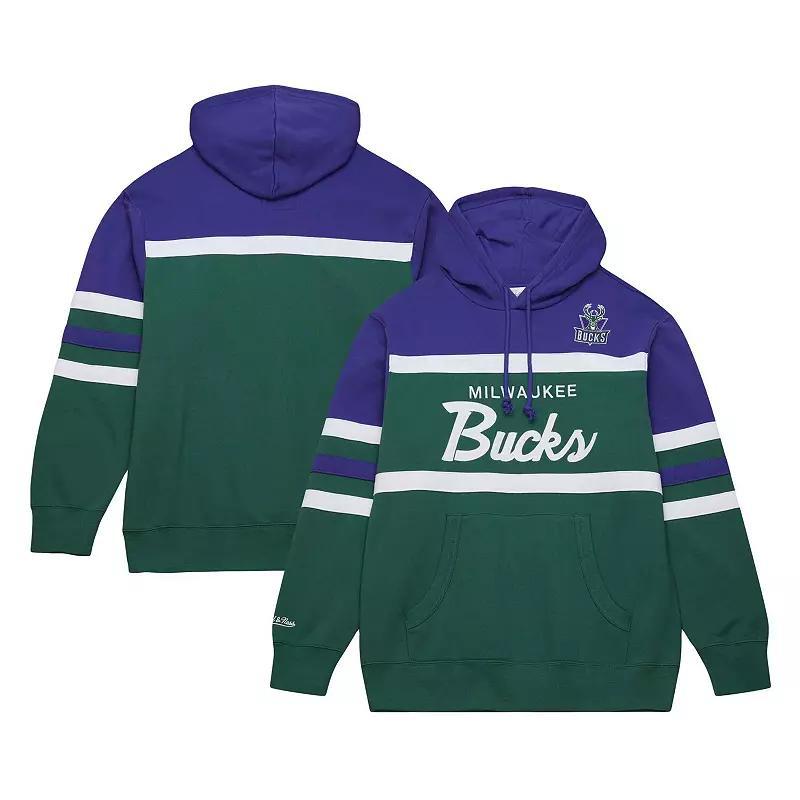 Mens Mitchell & Ness /Purple Milwaukee Bucks Head Coach Pullover Hoodie Product Image