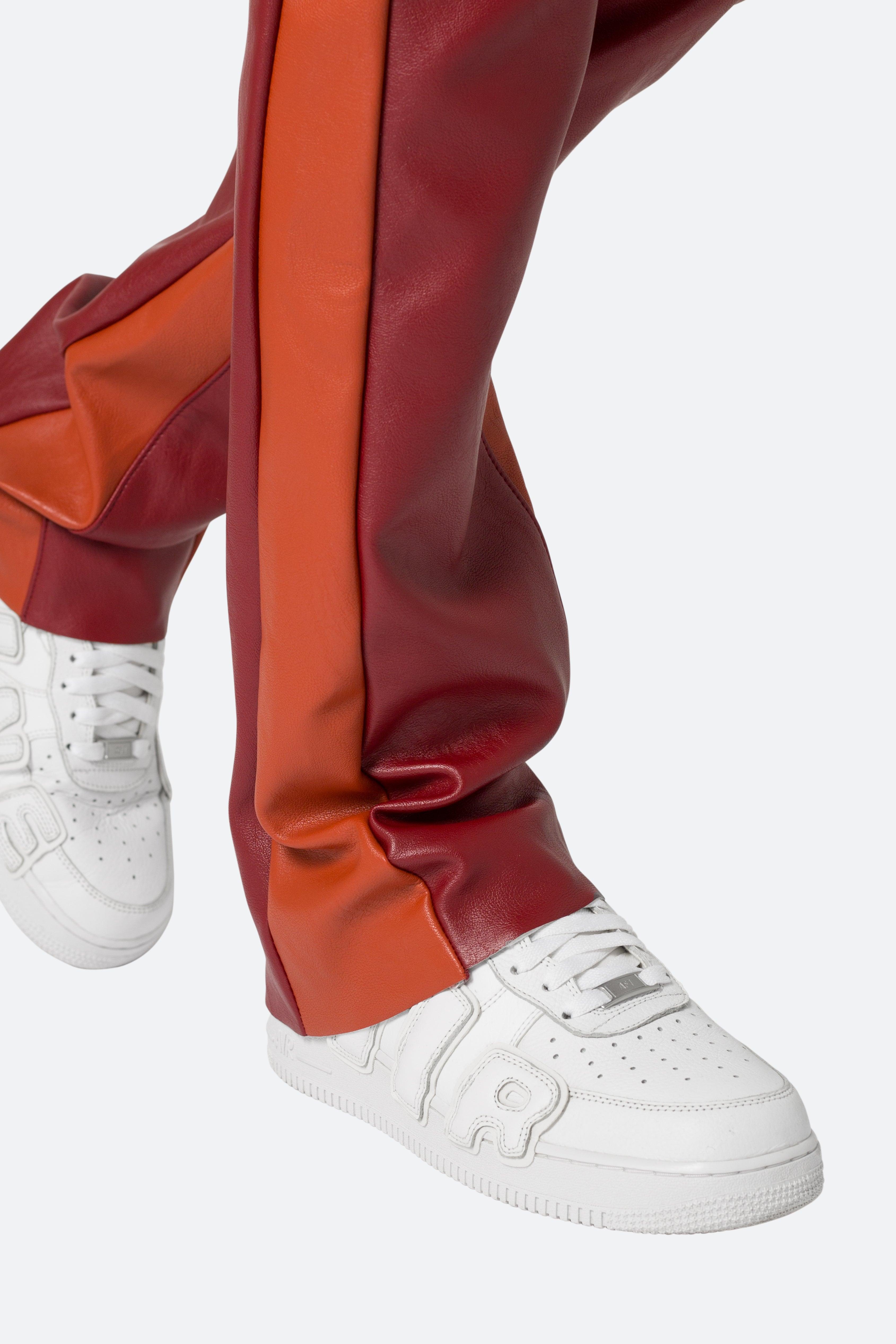 B518 Leather Flare Pants - Red/Orange Product Image