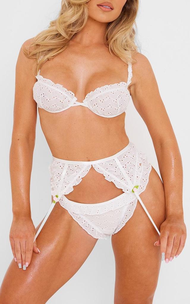 White Broderie Frill Edge Thong Product Image