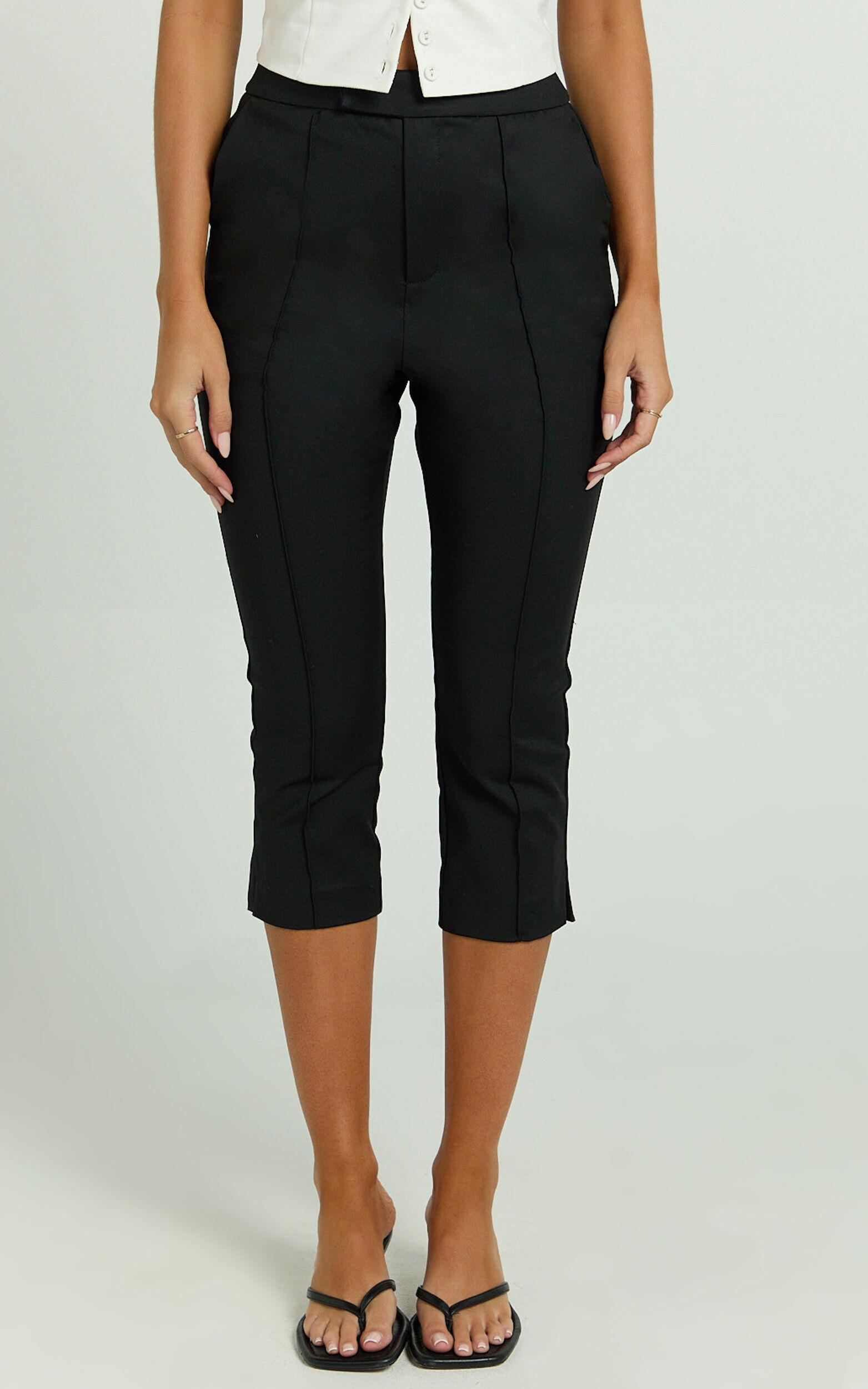 Rhode Pants - Capri Slim Fit Side Split Pants in Black Product Image