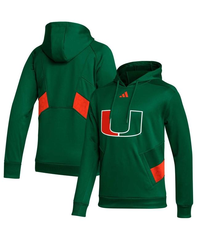 Mens adidas  Green Miami Hurricanes Travel AEROREADY Pullover Hoodie Product Image