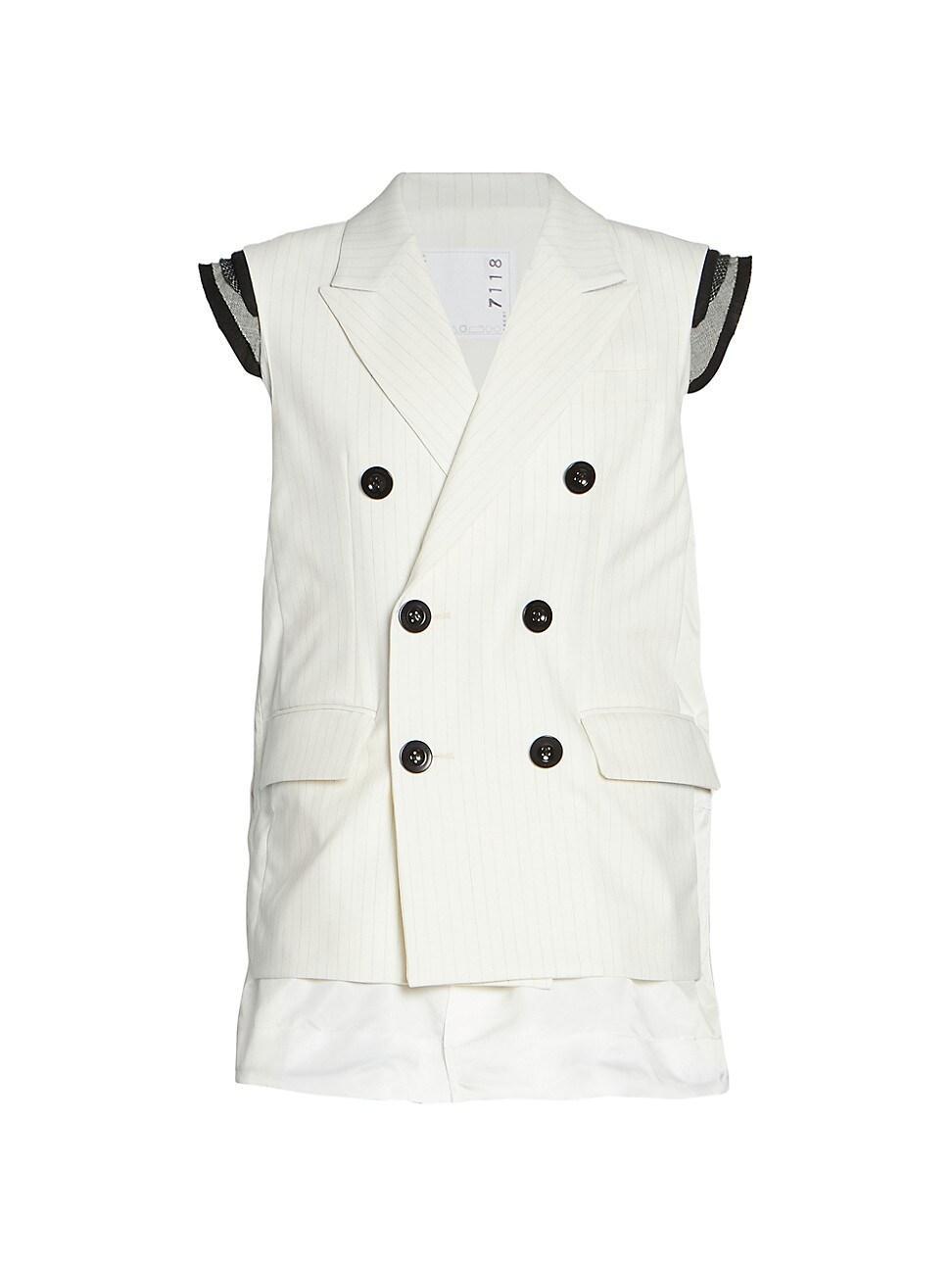 Womens Chalk Stripe Double-Breasted Vest Product Image