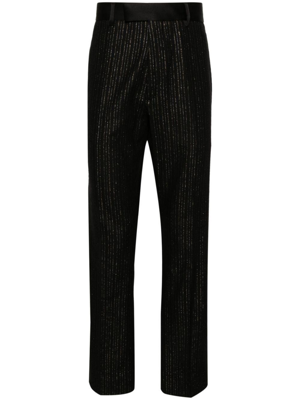 Pinstripe Tailored Trousers In Black Product Image