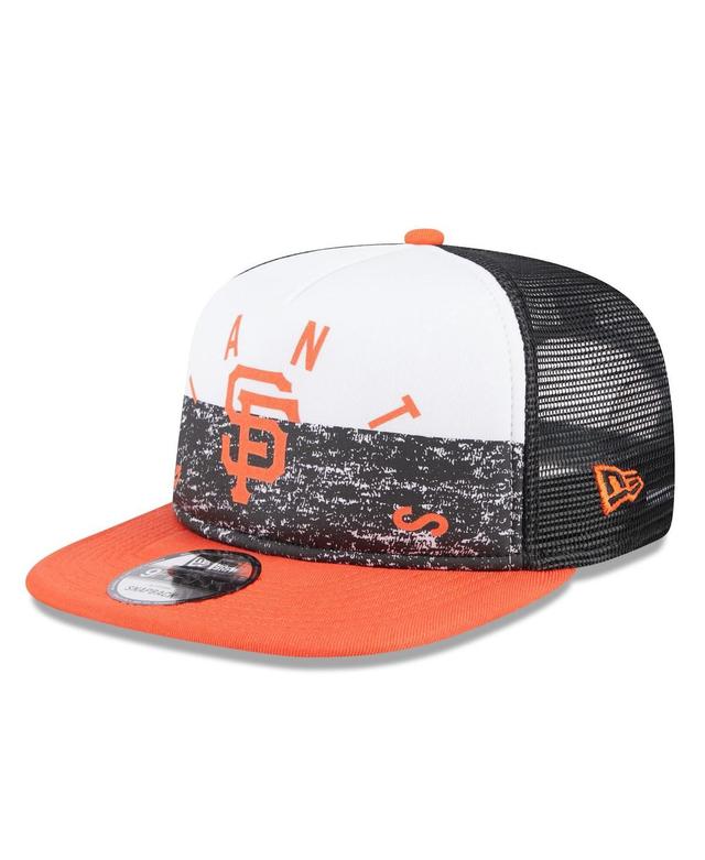 Mens New Era White/Orange San Francisco Giants Team Foam Front A-Frame Trucker 9FIFTY Snapback Hat Product Image