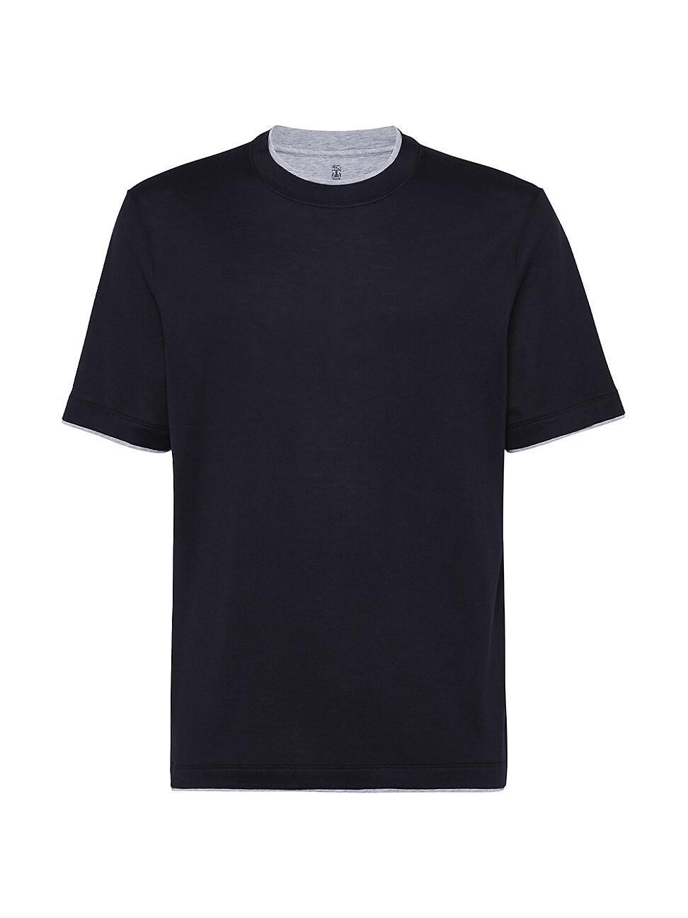 Mens Lightweight Jersey Crewneck T-Shirt with Faux Layering Product Image