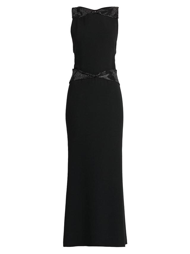 Womens Sleeveless Silk Cut-Out Gown Product Image