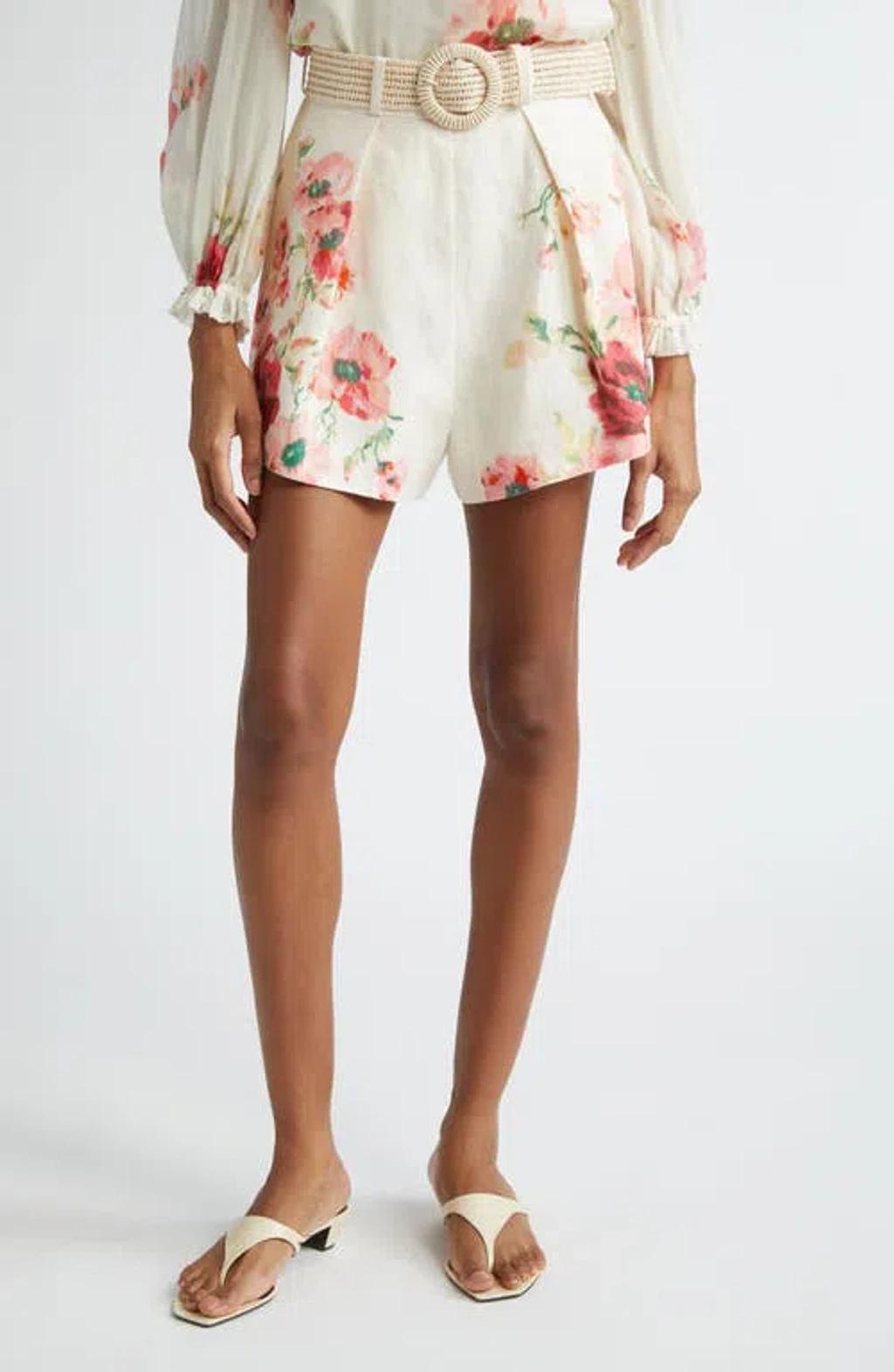 ZIMMERMANN Lightburst Printed Linen Tuck Short In Multicolour Product Image