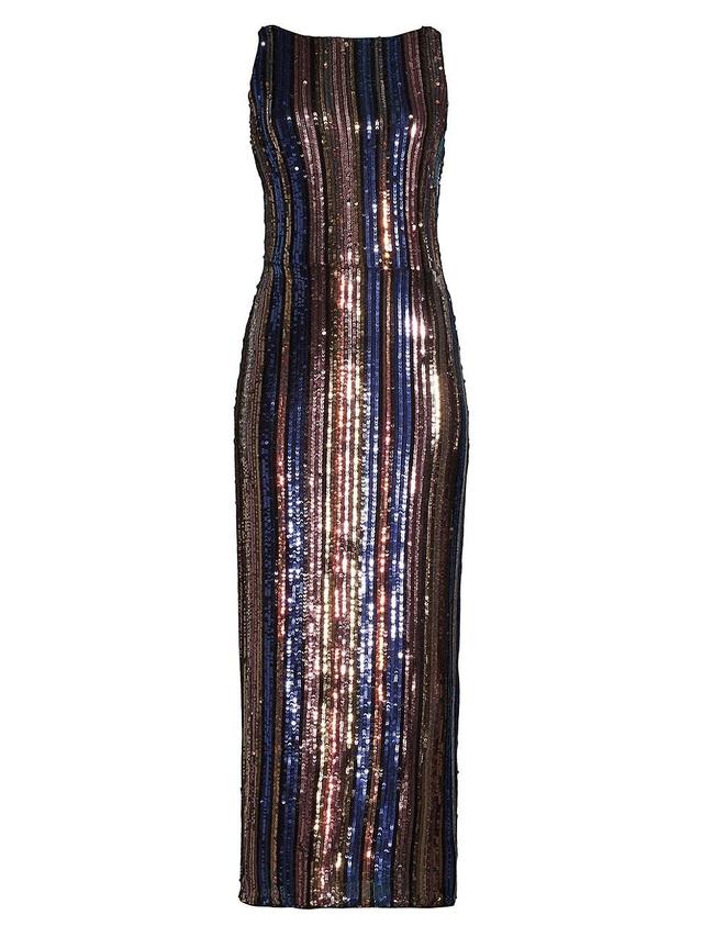 Womens Sequined Stripe Midi-Dress Product Image