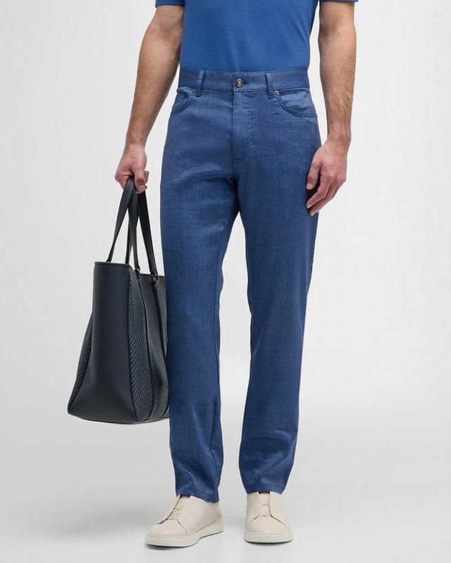 Mens Straight-Fit Denim Twill 5-Pocket Pants Product Image