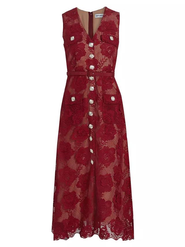 Lace Button-Front Midi-Dress Product Image