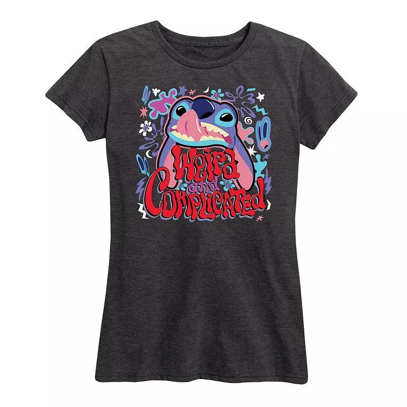 Disneys Lilo & Stitch Womens Weird Graphic Tee Blue Product Image