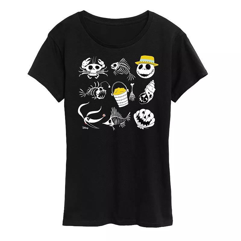 Disneys Nightmare Before Christmas Womens Beach Graphic Tee Grey Green Product Image