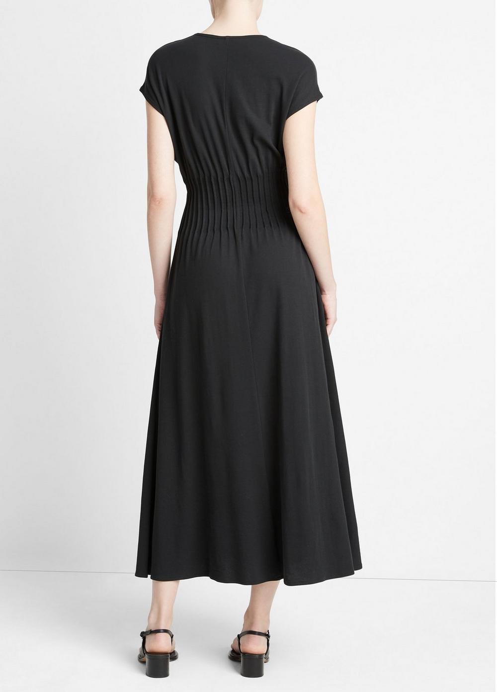 Pintuck Cotton V-Neck Dress Product Image