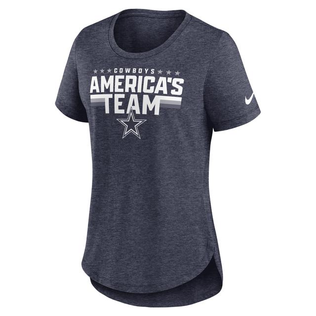 Womens Nike Heather Dallas Cowboys Local Fashion Tri-Blend T-Shirt Blue Product Image