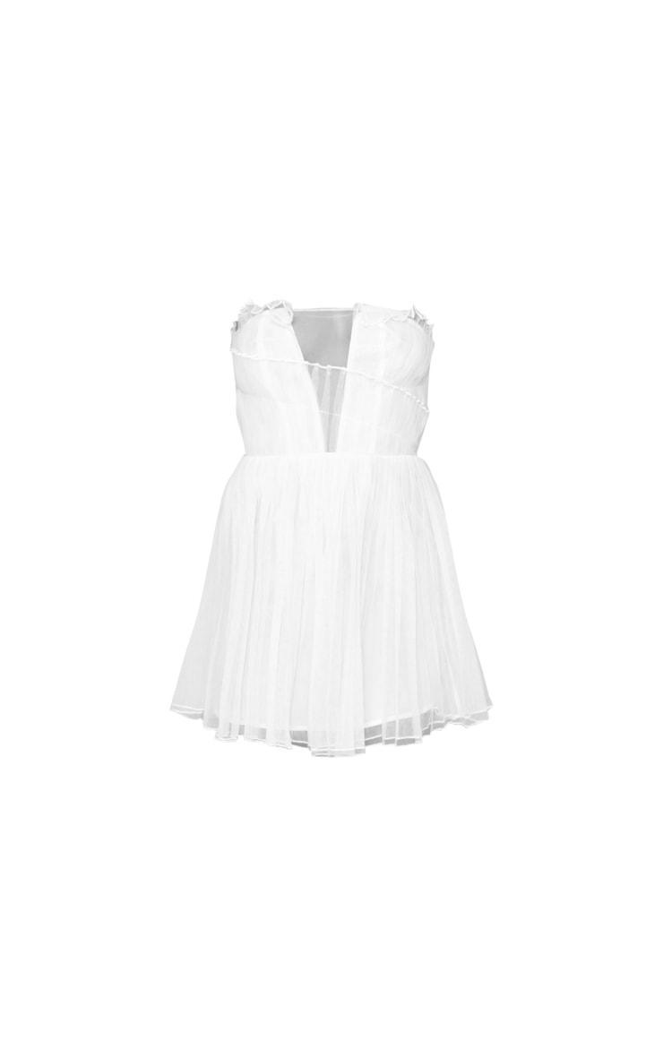 Cream Ruffle Pleated Shift Dress Product Image