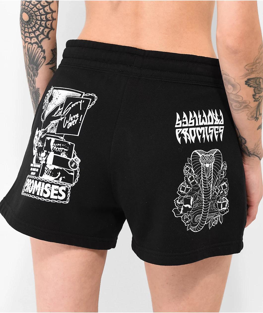 Broken Promises Immune To Love Black Sweat Shorts Product Image